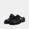 Schwarze Pantoletten aus glattem Leder