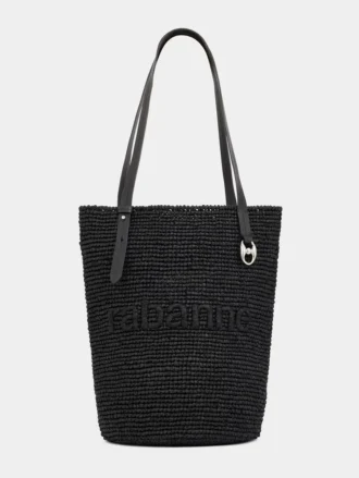 Schwarze Raffia-Tasche mit Logo Schwarze Raffia-Tasche mit Logo