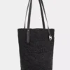 Schwarze Raffia-Tasche mit Logo