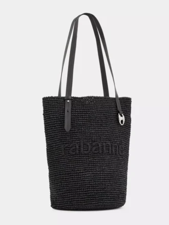 Schwarze Raffia-Tasche mit Logo Schwarze Raffia-Tasche mit Logo