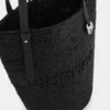 Schwarze Raffia-Tasche mit Logo
