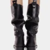 Schwarze Stiefel aus glattem Leder
