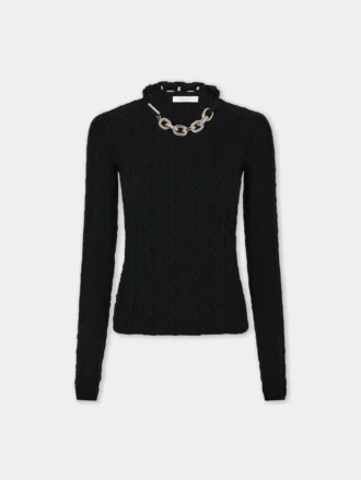 Schwarzer Pullover aus Wolle