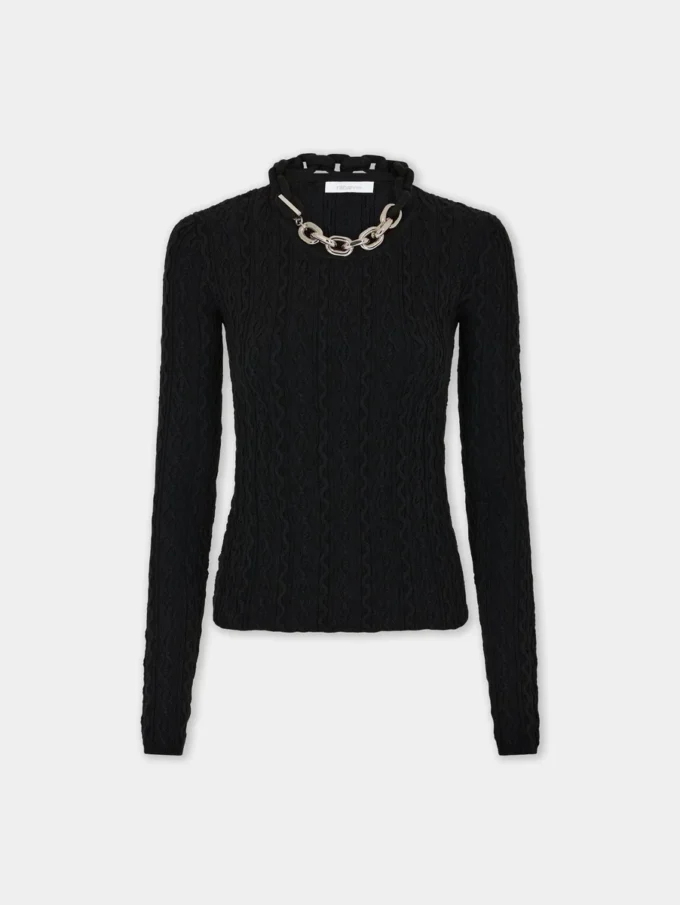 Schwarzer Pullover aus Wolle