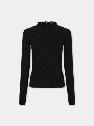 Schwarzer Pullover aus Wolle