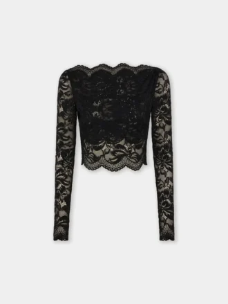 Schwarzes Crop-Top aus Spitze