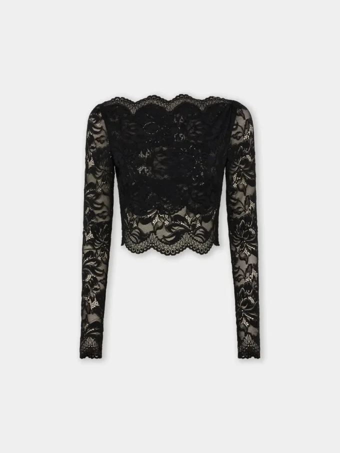Schwarzes Crop-Top aus Spitze