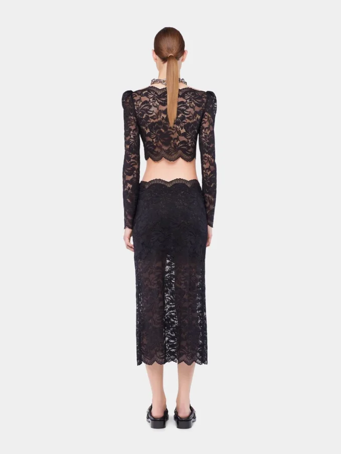 Schwarzes Crop-Top aus Spitze