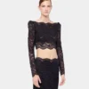 Schwarzes Crop-Top aus Spitze