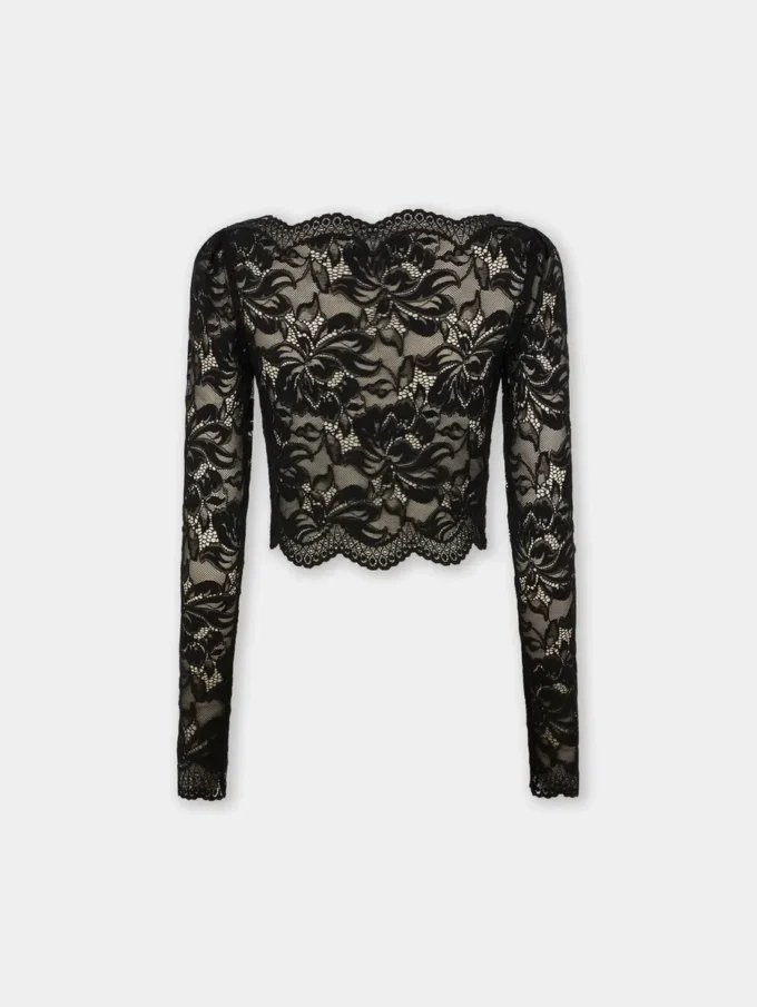 Schwarzes Crop-Top aus Spitze