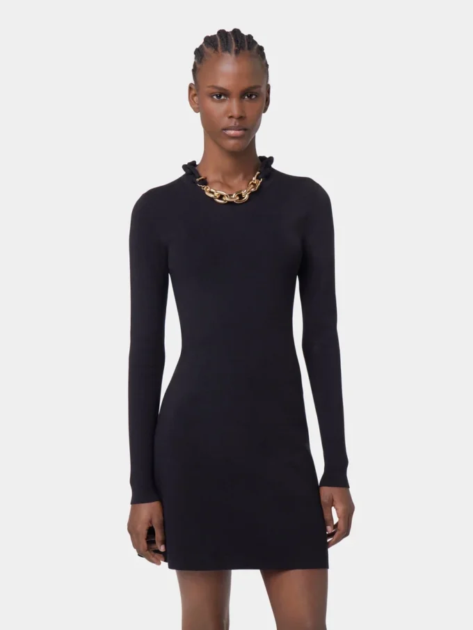 SCHWARZES KURZES STRICKKLEID