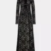 Schwarzes langes Kleid aus Spitze