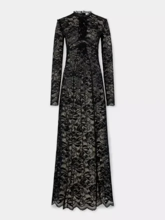 Schwarzes langes Kleid aus Spitze
