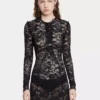 Schwarzes langes Kleid aus Spitze