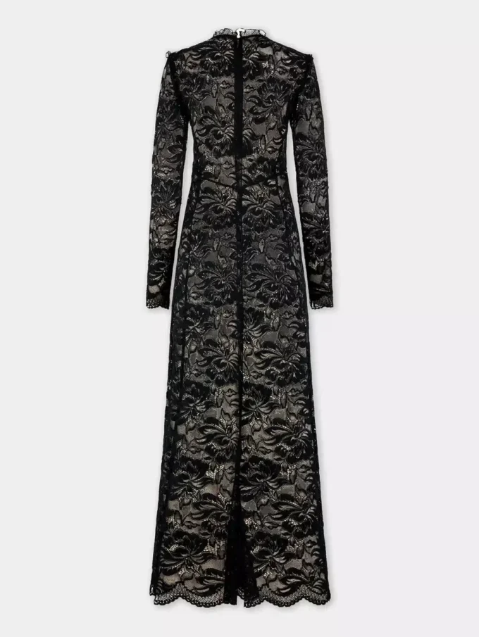 Schwarzes langes Kleid aus Spitze