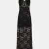 Schwarzes langes Kleid aus Spitze