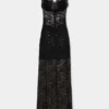 Schwarzes langes Kleid aus Spitze