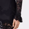 Schwarzes langes Kleid aus Spitze und Jersey