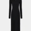 Schwarzes langes Kleid aus Wolle