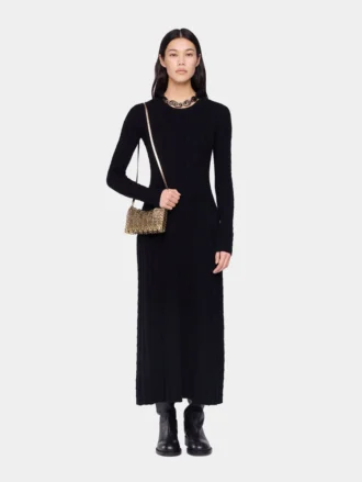 Schwarzes langes Kleid aus Wolle