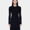 Schwarzes langes Kleid aus Wolle