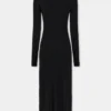 Schwarzes langes Kleid aus Wolle