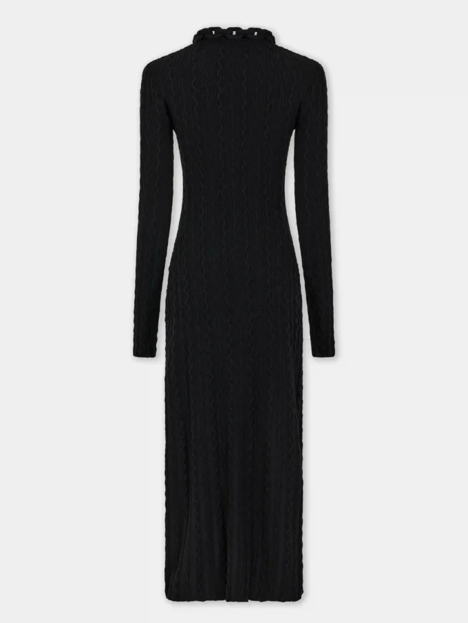 Schwarzes langes Kleid aus Wolle