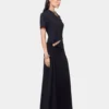 Schwarzes langes Piercing-Kleid aus Baumwolljersey