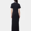 Schwarzes langes Piercing-Kleid aus Baumwolljersey
