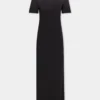 Schwarzes langes Piercing-Kleid aus Baumwolljersey
