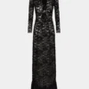 Schwarzes langes Spitzenkleid