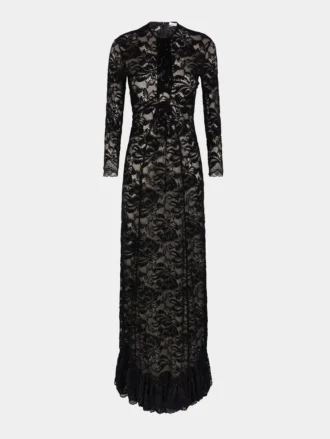 Schwarzes langes Spitzenkleid