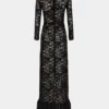 Schwarzes langes Spitzenkleid