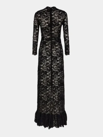Schwarzes langes Spitzenkleid