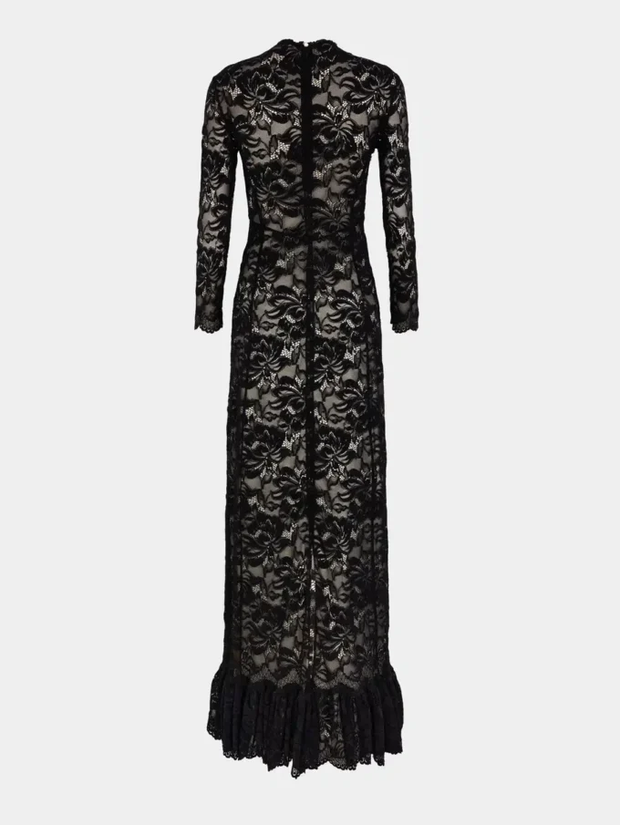 Schwarzes langes Spitzenkleid
