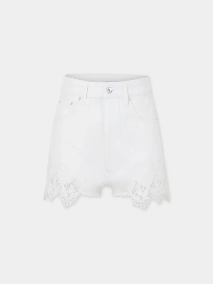 Shorts aus Denim mit Stickdetails