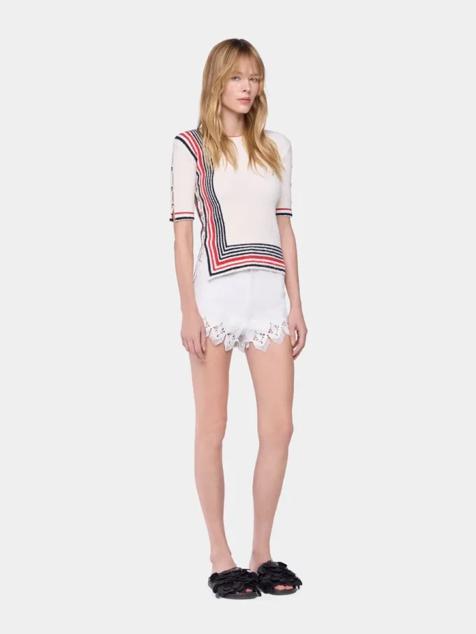 Shorts aus Denim mit Stickdetails