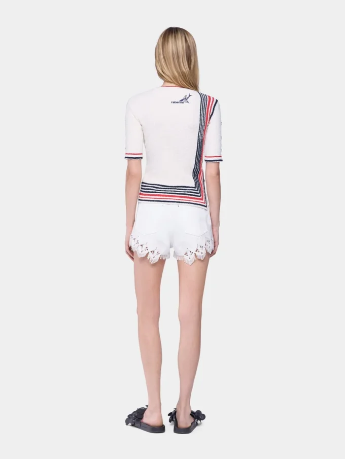 Shorts aus Denim mit Stickdetails