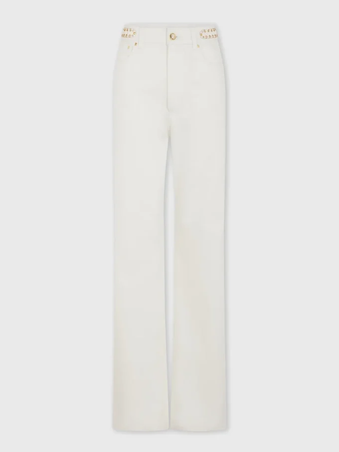 Signature-Jeans in Off-White mit 1969-Scheiben