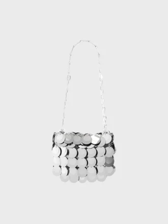 Silberfarbene Nano-Tasche mit glitzernden Scheiben