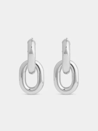 Silberne doppelte XL-Link-Ohrringe