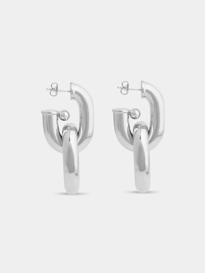 Silberne doppelte XL-Link-Ohrringe Silberne doppelte XL-Link-Ohrringe