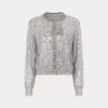 Silberne Strick-Bomberjacke