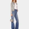 Silberne Strick-Bomberjacke
