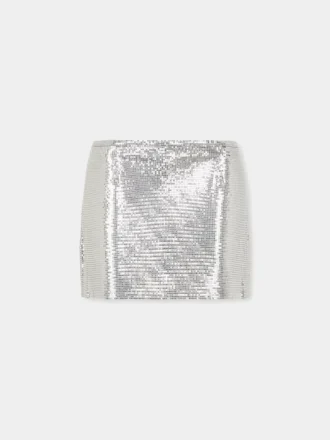 Silberner Minirock aus Mesh