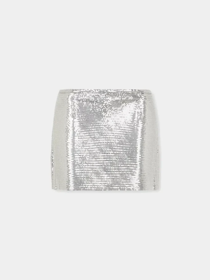 Silberner Minirock aus Mesh