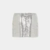 Silberner Minirock aus Mesh