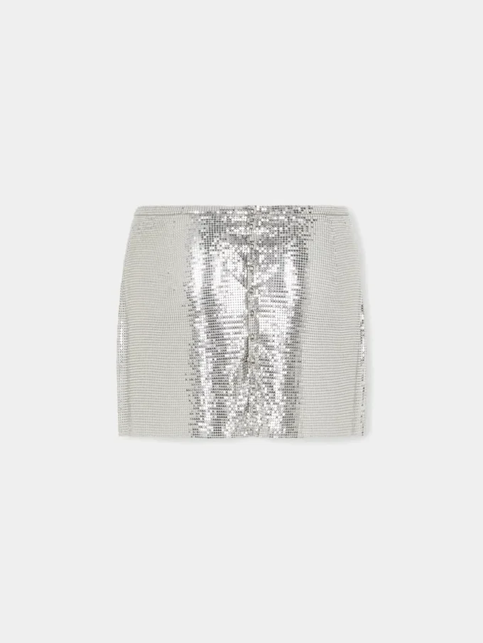 Silberner Minirock aus Mesh