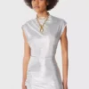 Silbernes Drapé-Pression-Kleid aus Lurex Silbernes Drapé-Pression-Kleid aus Lurex