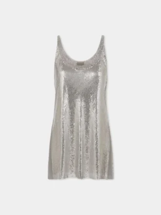 Silbernes Tanktop aus Mesh